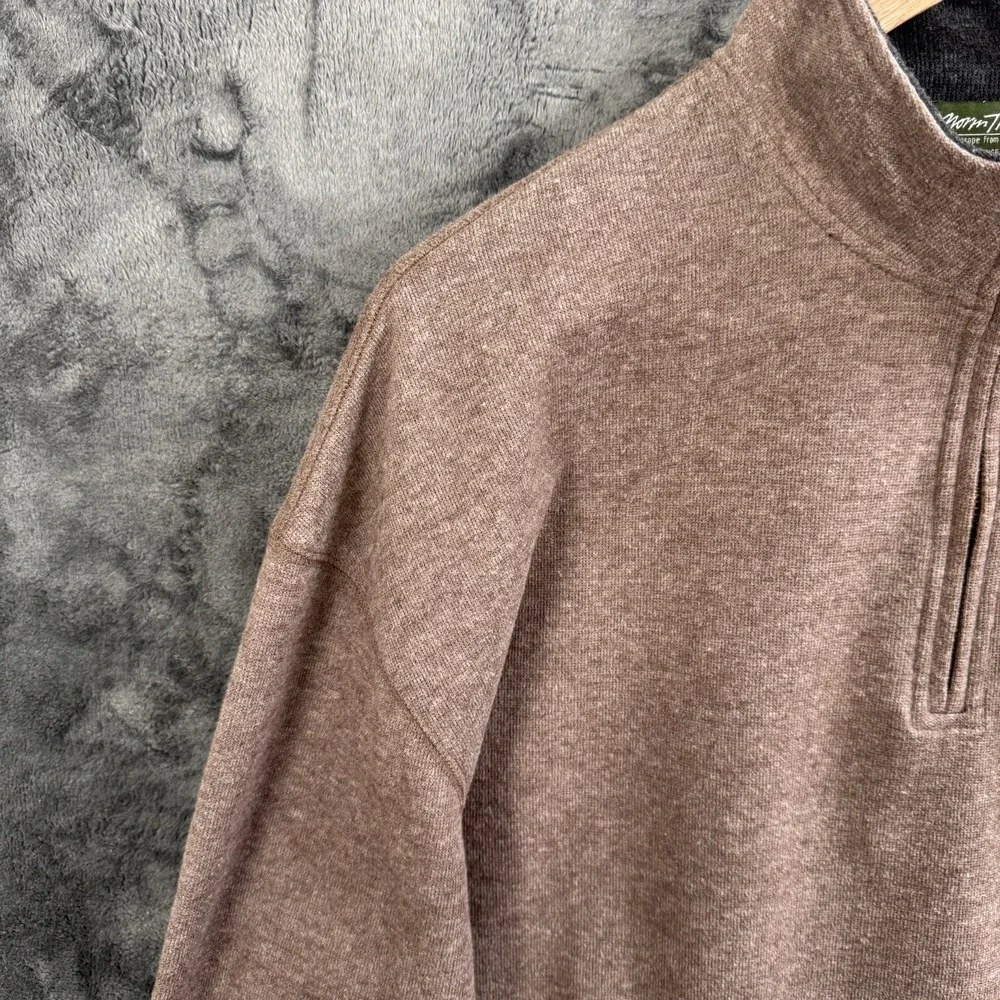 Norman Thompson XL Quarter Zip Pullover Sweater Brown Mock Neck Cotton Blend